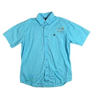 Cinch Mens Turquoise Short Sleeve Button Up Shirt Embroidered Size S